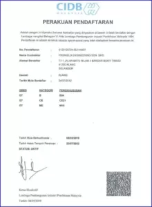 CIDB License | Proweld Engineering